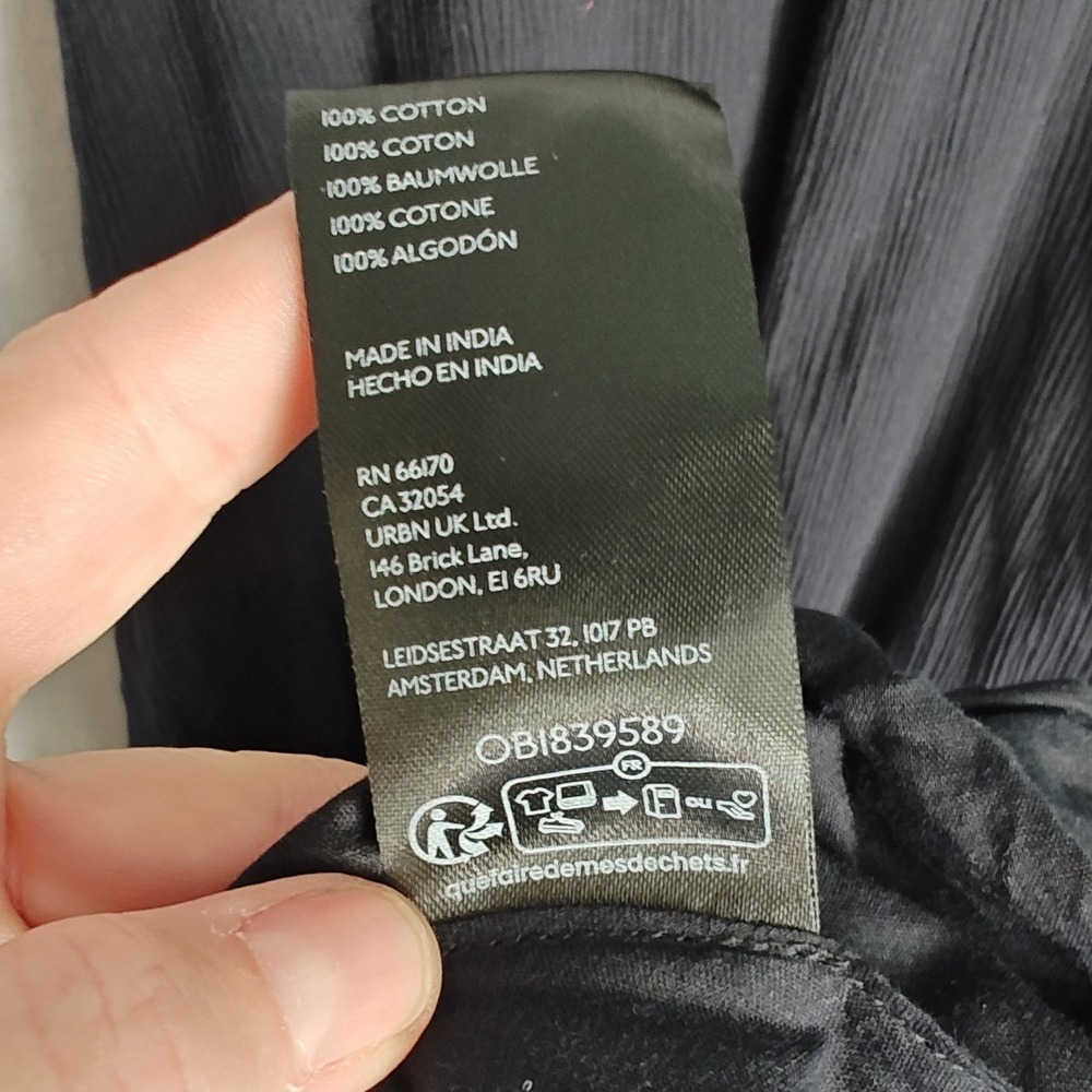 By Anthropologie Bubble Hem Midi Dress Tank Cutout Washed Black Cotton XS - Picture 12 of 14